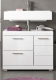 Waschbeckenunterschrank Shawn in wei� Hochglanz Badezimmer Unterschrank 80 cm