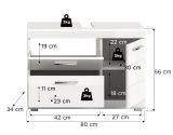 Waschbeckenunterschrank Shawn in wei� Hochglanz Badezimmer Unterschrank 80 cm