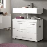 Waschbeckenunterschrank Shawn in wei� Hochglanz Badezimmer Unterschrank 80 cm