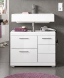Waschbeckenunterschrank Shawn in wei� Hochglanz Badezimmer Unterschrank 80 cm