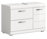 Waschbeckenunterschrank Shawn in wei� Hochglanz Badezimmer Unterschrank 80 cm
