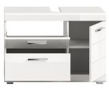 Waschbeckenunterschrank Shawn in wei� Hochglanz Badezimmer Unterschrank 80 cm