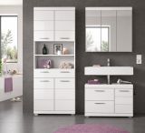 Badezimmer Hochschrank Shawn in wei� Hochglanz Badschrank 90 x 191 cm