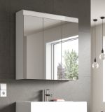 Badezimmer Spiegelschrank Shawn in wei� Hochglanz Badschrank 3-t�rig 80 x 79 cm