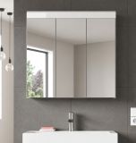 Badezimmer Spiegelschrank Shawn in wei� Hochglanz Badschrank 3-t�rig 80 x 79 cm