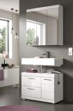 Badezimmer Spiegelschrank Shawn in wei� Hochglanz Badschrank 3-t�rig 80 x 79 cm