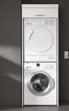 Waschmaschinenschrank Shawn in wei� Hochglanz Waschturm f�r Waschmaschine und Trockner 66 x 200 cm