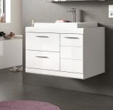 Waschtisch Set Shawn in wei� Hochglanz Waschbeckenunterschrank MIT Waschbecken 80 cm
