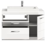 Waschtisch Set Shawn in wei� Hochglanz Waschbeckenunterschrank MIT Waschbecken 80 cm