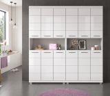 Badezimmer Hochschrank Set Shawn in wei� Hochglanz 2x Mehrzweckschrank 180 x 191 cm