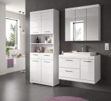 Badezimmer Hochschrank Set Shawn in wei� Hochglanz 2x Mehrzweckschrank 180 x 191 cm