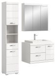 Badm�bel Set 4-teilig Shawn in wei� Hochglanz Badkombination mit Waschbecken 132 x 191 cm