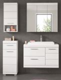 Badm�bel Set 5-teilig Shawn in wei� Hochglanz Badkombination mit Waschbecken 132 x 191 cm