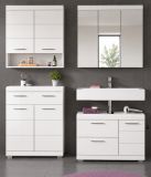 Badm�bel Set 4-teilig Shawn in wei� Hochglanz Badkombination 169 x 191 cm
