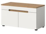 Garderobe Sitzbank Cooper in wei� und Artisan Eiche Garderobenbank 80 cm, Soft-Close
