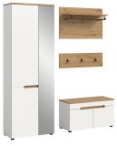 Garderobe Set 4-teilig Cooper in wei� und Artisan Eiche 160 cm, Soft-Close
