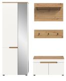 Garderobe Set 4-teilig Cooper in wei� und Artisan Eiche 160 cm, Soft-Close