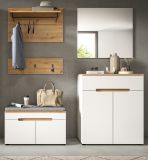 Garderobe Set 5-teilig Cooper in wei� und Artisan Eiche 175 cm, Soft-Close
