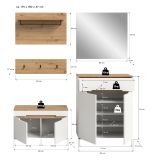 Garderobe Set 5-teilig Cooper in wei� und Artisan Eiche 175 cm, Soft-Close