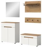 Garderobe Set 5-teilig Cooper in wei� und Artisan Eiche 175 cm, Soft-Close