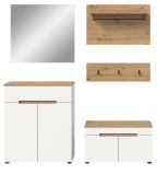 Garderobe Set 5-teilig Cooper in wei� und Artisan Eiche 175 cm, Soft-Close
