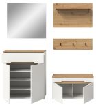 Garderobe Set 5-teilig Cooper in wei� und Artisan Eiche 175 cm, Soft-Close