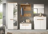 Garderobe Set 2-teilig Cooper in wei� und Artisan Eiche Schuhkommode und Spiegel, Soft-Close