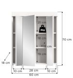 Badezimmer Spiegelschrank Gusto in wei� matt Badschrank 3-t�rig 60 x 70 cm