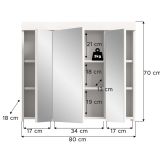 Badezimmer Spiegelschrank Gusto in wei� matt Badschrank 3-t�rig 80 x 70 cm