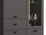 Vitrine Nuvola in grau und Eiche Evoke, Wohn- und Esszimmer Vitrinenschrank 70 x 197 cm
