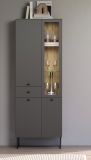 Vitrine Nuvola in grau und Eiche Evoke, Wohn- und Esszimmer Vitrinenschrank 70 x 197 cm