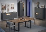 Vitrine Nuvola in grau und Eiche Evoke, Wohn- und Esszimmer Vitrinenschrank 70 x 197 cm