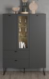 Highboard Nuvola in grau und Eiche Evoke, Wohn- und Esszimmer Vitrinenschrank 100 x 140 cm