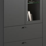 Highboard Nuvola in grau und Eiche Evoke, Wohn- und Esszimmer Vitrinenschrank 100 x 140 cm