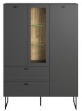 Highboard Nuvola in grau und Eiche Evoke, Wohn- und Esszimmer Vitrinenschrank 100 x 140 cm