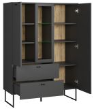 Highboard Nuvola in grau und Eiche Evoke, Wohn- und Esszimmer Vitrinenschrank 100 x 140 cm