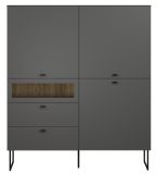 Highboard Nuvola in grau und Eiche Evoke, Wohn- und Esszimmer Vitrinenschrank 122 x 140 cm