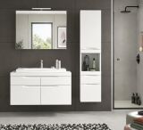 Badm�bel Set 5-teilig Gusto in wei� matt Badkombination mit Waschbecken und LED 153 x 194 cm
