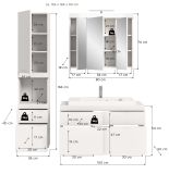 Badm�bel Set 5-teilig Gusto in wei� matt Badkombination mit Waschbecken und LED 153 x 194 cm
