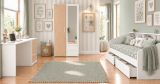 Parisot Kinder- und Jugendzimmer Sleep25 in wei� und Eiche Komplett-Set 3-teilig mit Stauraumbett, Kleiderschrank und Schreibtisch