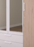 Kleiderschrank Enjour in Jackson Eiche und wei� Dreht�renschrank 4-t�rig mit Spiegel 160 x 185 cm