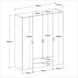 Kleiderschrank Enjour in Jackson Eiche und wei� Dreht�renschrank 4-t�rig mit Spiegel 160 x 185 cm