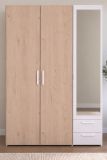 Kleiderschrank Enjour in Jackson Eiche und wei� Dreht�renschrank 3-t�rig mit Spiegel 120 x 185 cm