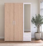 Kleiderschrank Enjour in Jackson Eiche und wei� Dreht�renschrank 3-t�rig mit Spiegel 120 x 185 cm