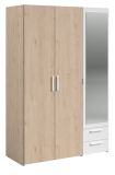 Kleiderschrank Enjour in Jackson Eiche und wei� Dreht�renschrank 3-t�rig mit Spiegel 120 x 185 cm