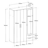 Kleiderschrank Enjour in Jackson Eiche und wei� Dreht�renschrank 3-t�rig mit Spiegel 120 x 185 cm