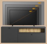 TV-Lowboard Nuvola in grau und Eiche Evoke, TV-Schrank 160 x 58 cm