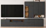Wohnwand Nuvola in grau und Eiche Evoke Wohnkombination 4-teilig 305 x 208 cm