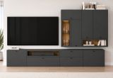 Wohnwand Nuvola in grau und Eiche Evoke Wohnkombination 4-teilig 305 x 208 cm