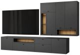 Wohnwand Nuvola in grau und Eiche Evoke Wohnkombination 4-teilig 305 x 208 cm